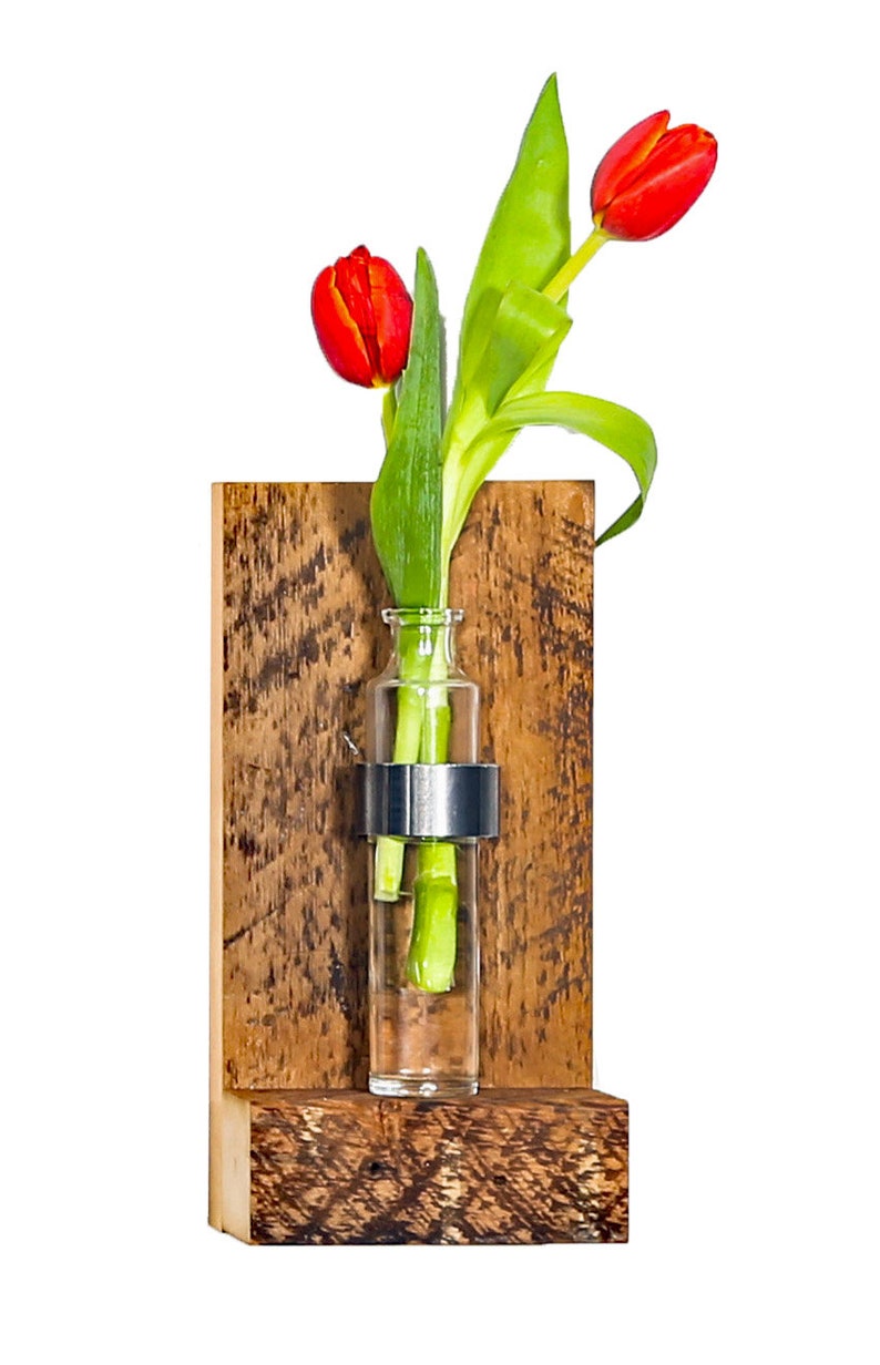 Rustic Wall Sconce. Wood Flower Sconce. Wall Vase. Rustic Wall Etsy