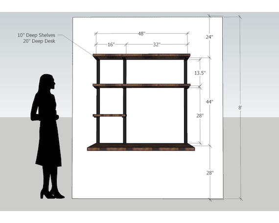 White Floating Desk with Storage