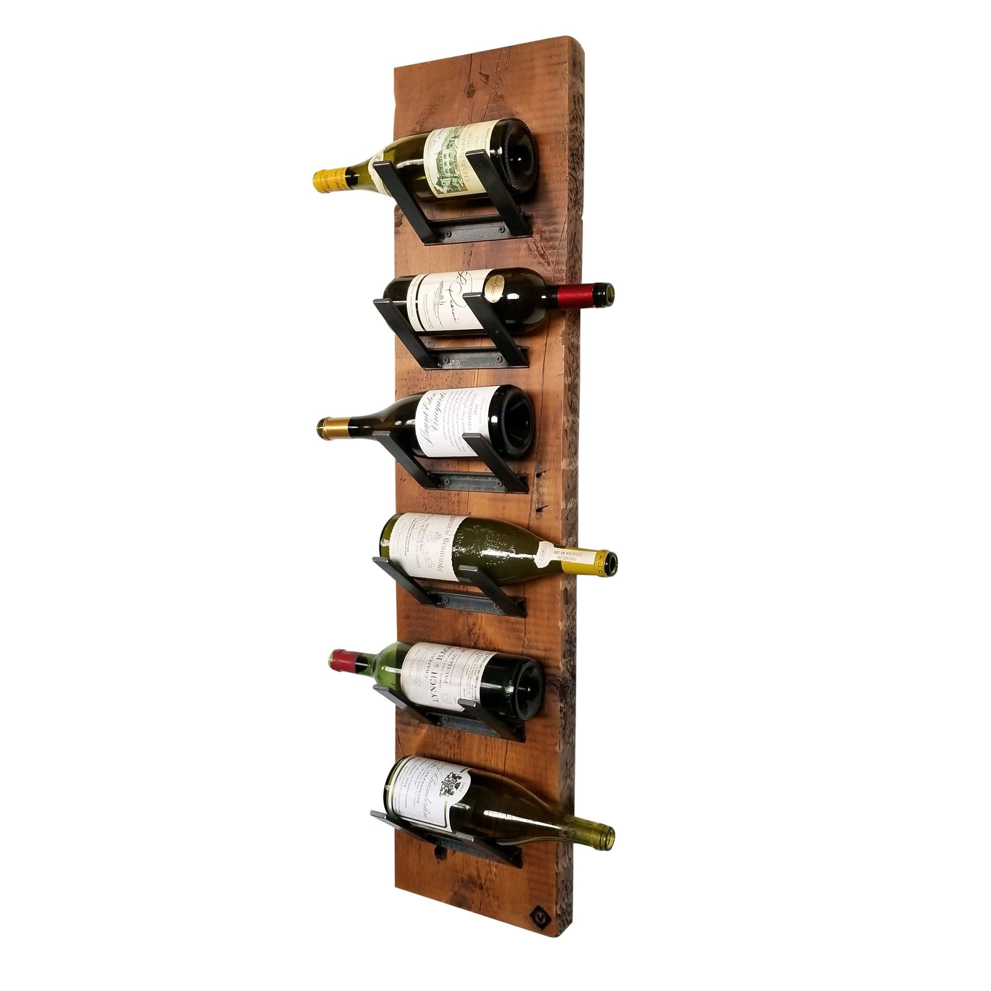 Wallmount Wine Rack Reclaimed Wood Metal Wine Rack Rustic Etsy UK