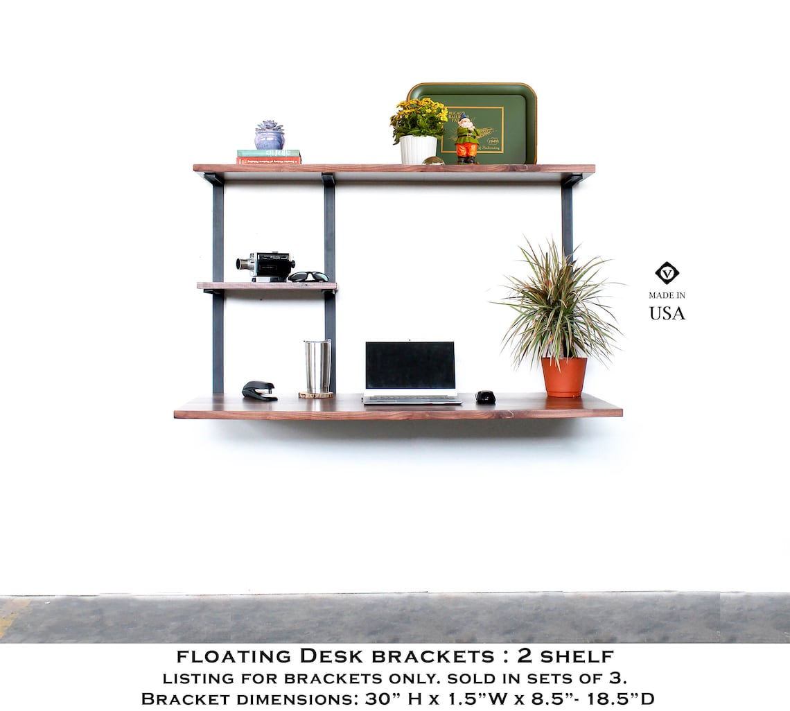 Floating Desk Brackets Wall Mount Desk Bracket Metal Shelf Etsy