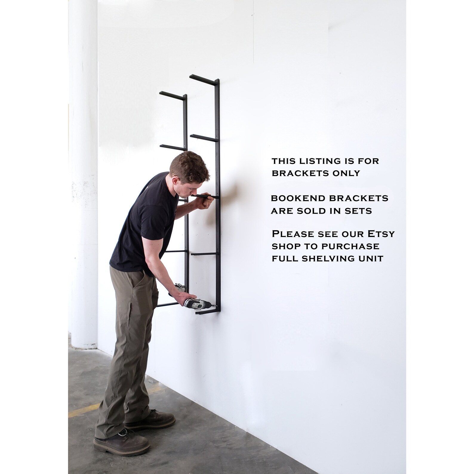 Bookshelf Brackets W/ Bookend Heavy Duty Open Shelving Etsy