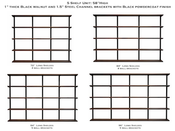 Wall Mount 5 Shelf Unit: 72 Height