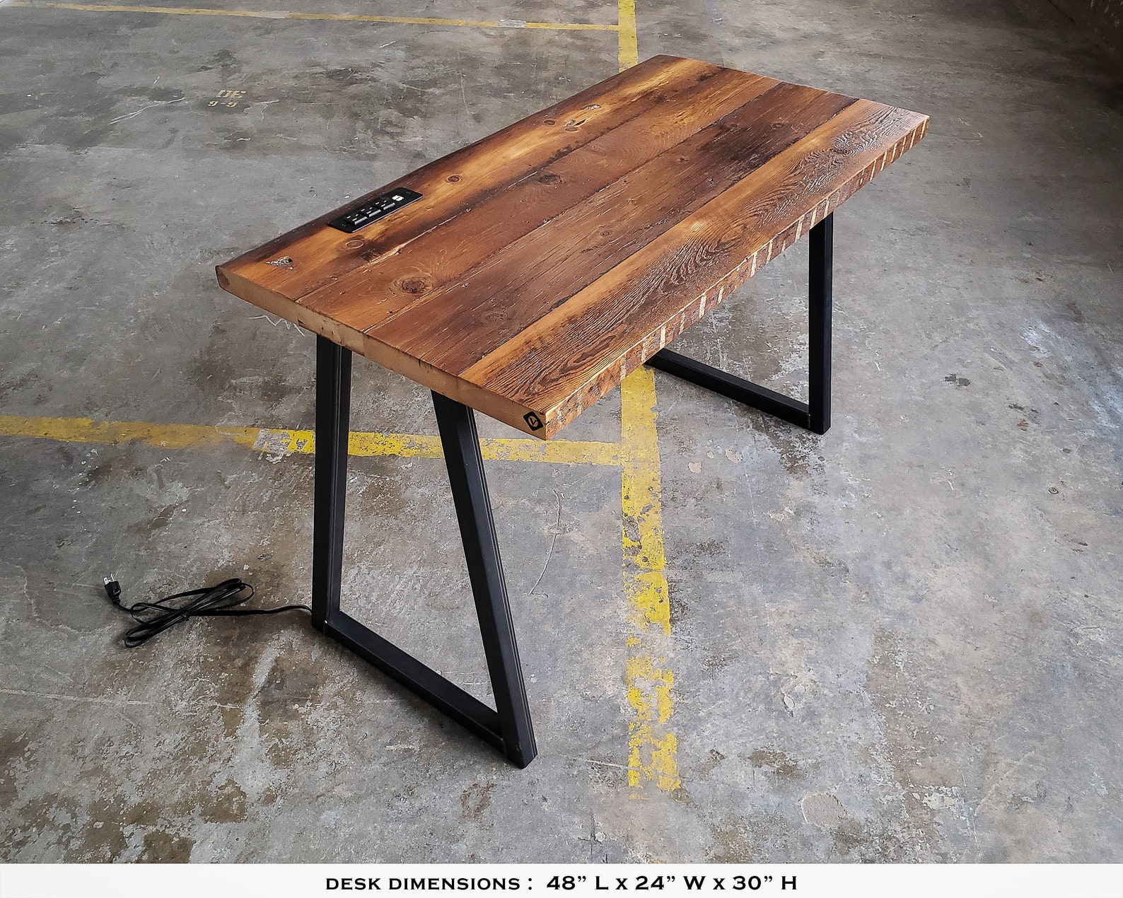 Modern Industrial Desk with Power Outlet Reclaimed Wood and Etsy