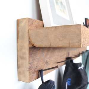 Rustic Coat Rack. Coat Rack Wall Mount. Coat Hanger with Shelf. Entryway Coat Rack with Shelf. Reclaimed wood Towel Rack. image 5