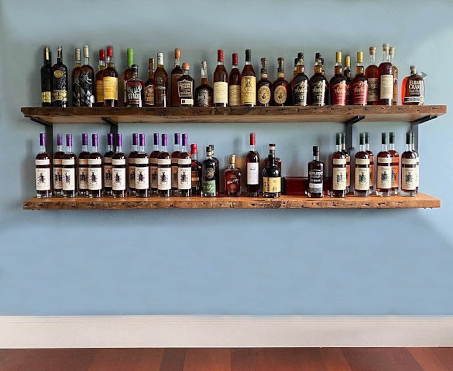 Wood Bar Shelf Liquor Wine Bottle Display Floating Bar Etsy