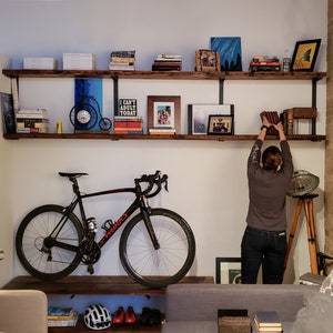 Open Shelving for Modern Kitchen 2 shelf Wall mount Unit Metal Shelf Bracket Solid Black Walnut Floating Shelves Modern Farmhouse image 5