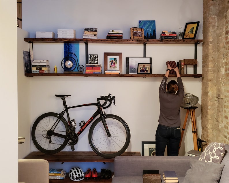 Open Shelving for Modern Kitchen 2 shelf Wall mount Unit Metal Shelf Bracket Solid Black Walnut Floating Shelves Modern Farmhouse image 5