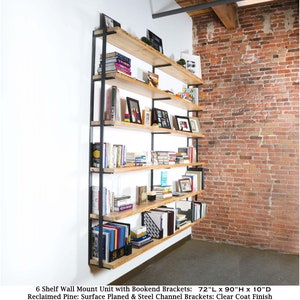 Bookshelf Brackets w/ Bookend , Heavy Duty Open Shelving, Floating Shelf Brackets, Custom wall Shelves, Modern Farmhouse iron shelf-bracket image 5