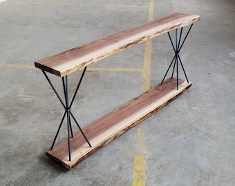 Wood Entryway Table. Narrow Console Table. Live Edge table. Long Sofa Table. Modern Living Room Table. Narrow Buffet Table.