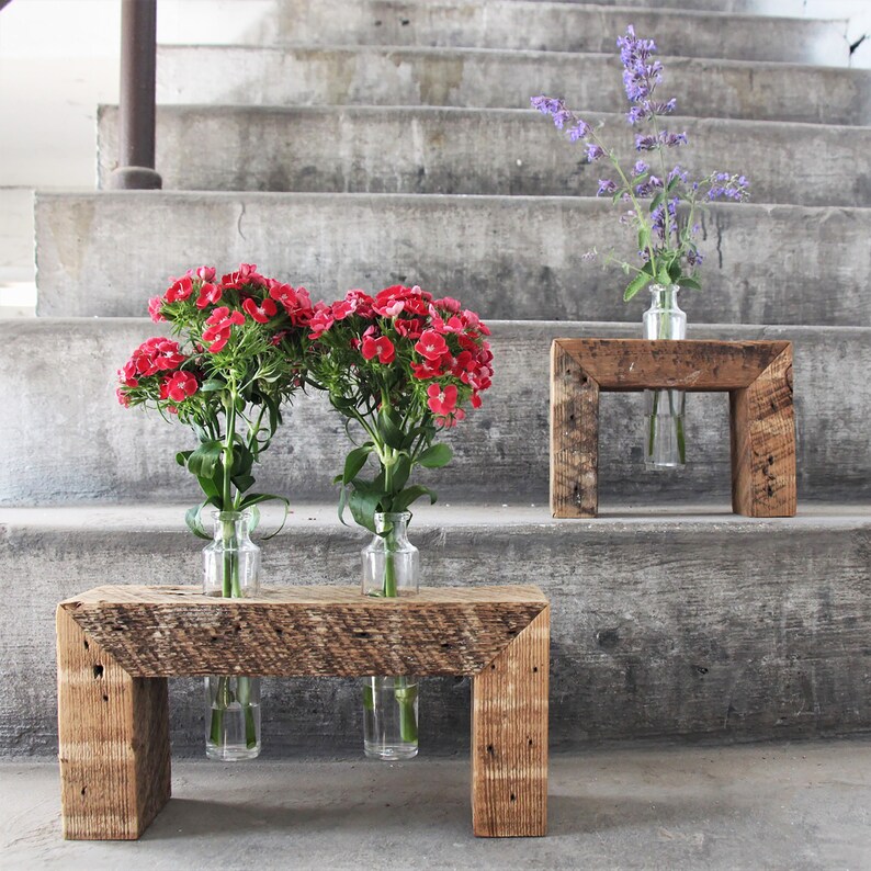 Reclaimed Wood Bud Vase Stand – Bohemian Home Decor bild 2