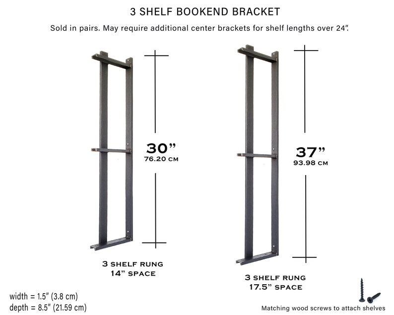 Bookshelf Brackets w/ Bookend , Heavy Duty Open Shelving, Floating Shelf Brackets, Custom wall Shelves, Modern Farmhouse iron shelf-bracket image 8