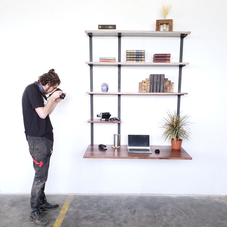 Floating Desk Brackets Wall Mount Desk Bracket Metal Shelf Etsy