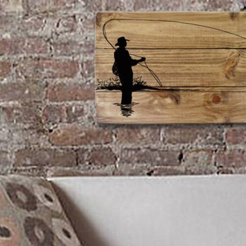 Unique Fly Fishing Wall Art on Solid Wood Boards 17 X Etsy