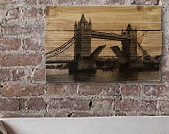 Tower Bridge Wall Art on Solid Wood Boards - London Bridge, London, England, Drawbridge