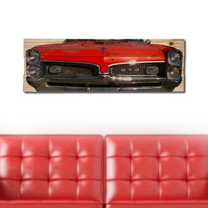 Large &#39;67 Pontiac GTO Car Wall Art on Solid Wood Boards - 32&quot; x 11&quot; Automobile Decor 1967 Goat