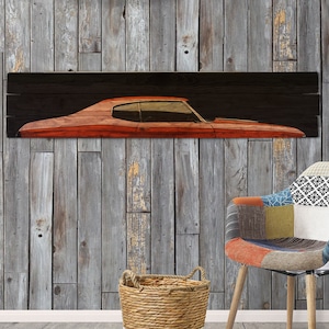 Large Chevelle SS &#39;70 Chevy Car Wall Art on Solid Wood Boards - 48&quot; x 11&quot; Automobile Decor 1971 Chevrolet