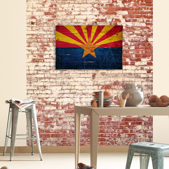 Arizona Flag Wood Flag Decor For Wall Arizona Art Living Room Etsy