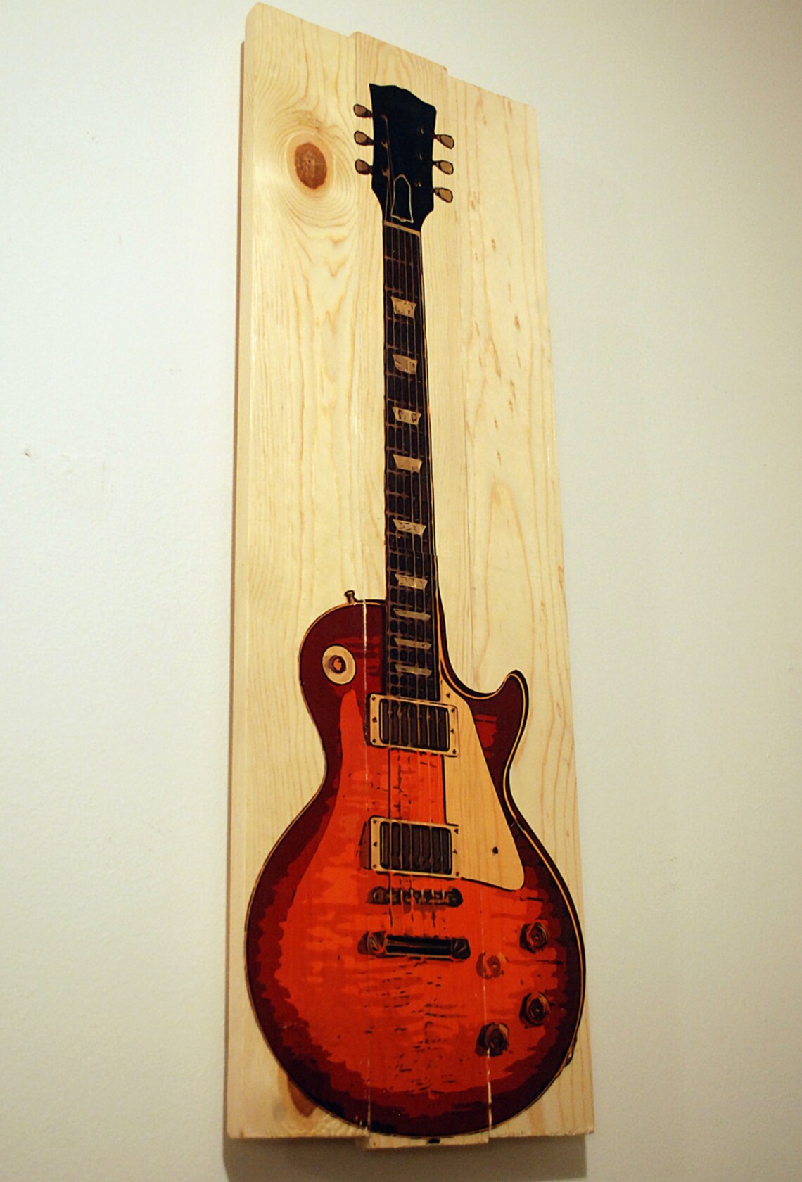 Large Guitar Wall Art Gibson Les Paul on Solid Wood Boards | Etsy