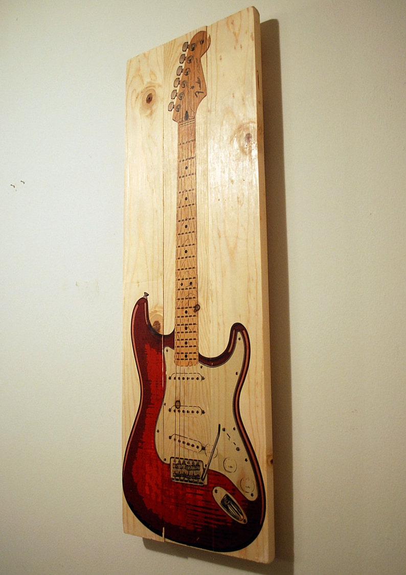 Large Guitar Wall Art Fender Stratocaster on Solid Wood Boards - Etsy