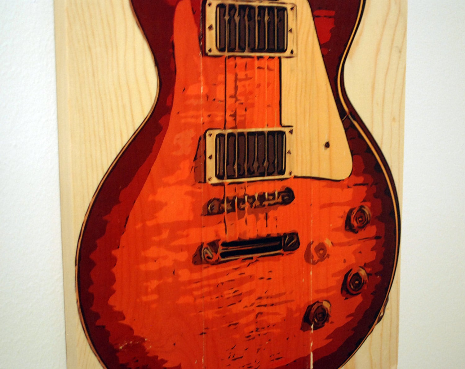 Large Guitar Wall Art Gibson Les Paul on Solid Wood Boards | Etsy