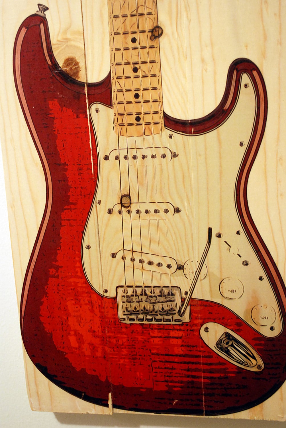 Large Guitar Wall Art Fender Stratocaster on Solid Wood Boards Etsy