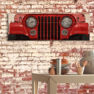 Large CJ Classic 4x4 Wall Art on Solid Wood Boards - 50&quot; x 17&quot; Automobile TJ Decor Americana