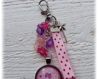 Cabochon "Beautician who rocks" bag charm