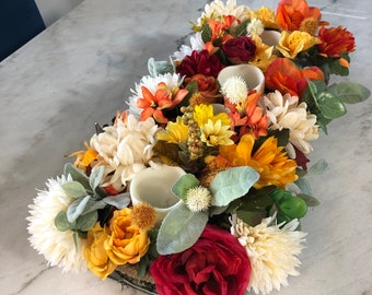 Farmhouse floral table centerpiece / wedding decor /boho chic flowers / flower arrangement