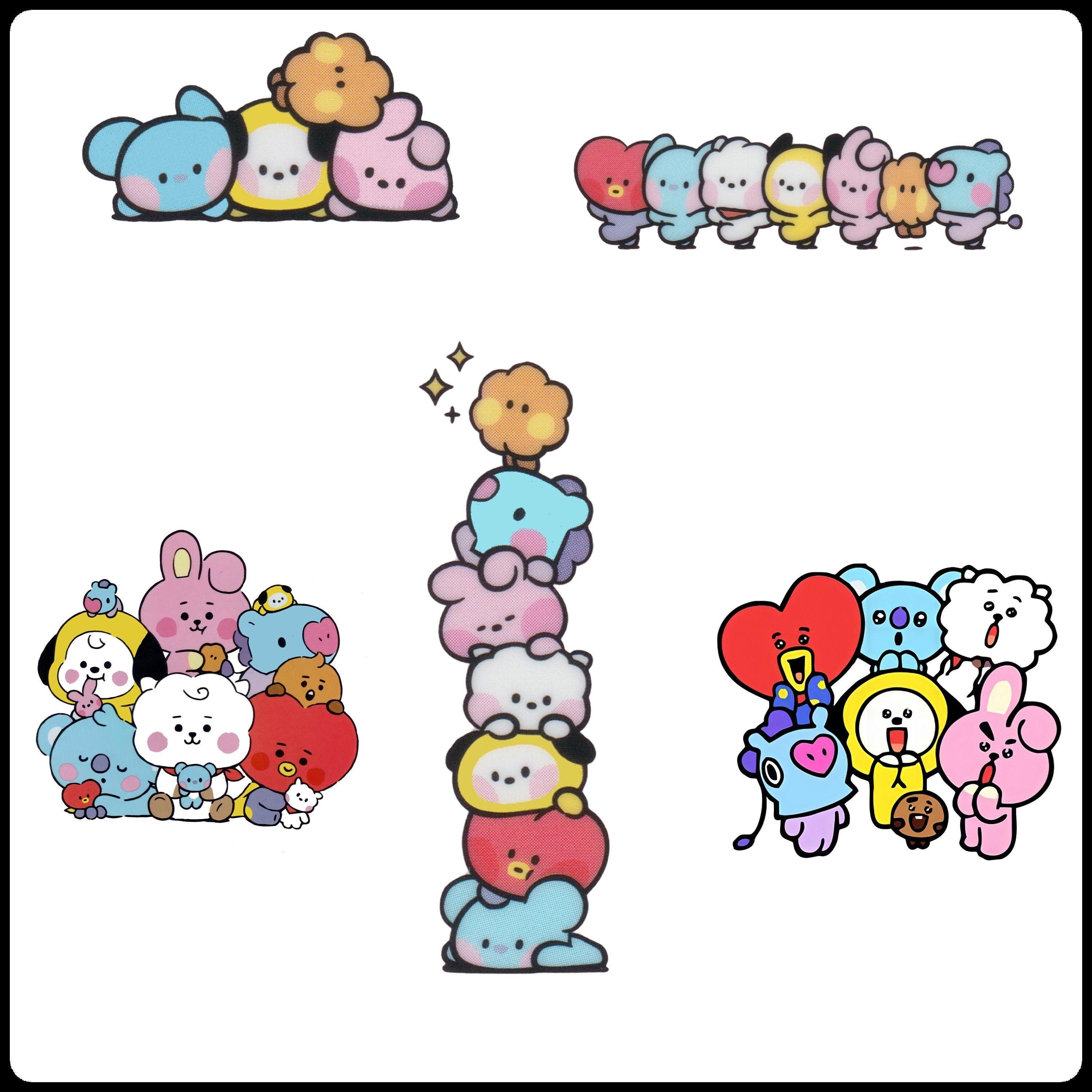 Stickers Kawaii BT21 Cooky - Pack De 2 Autocollants Vinyle Brillant - Décoration Ordinateur, Gourde, Agenda - Produit Officiel Licence BT21 - 6