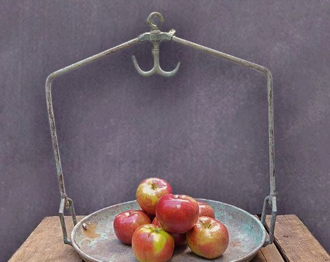Vintage Brass Produce Scale Basket, Rustic Hanging Scale Pan Etsy