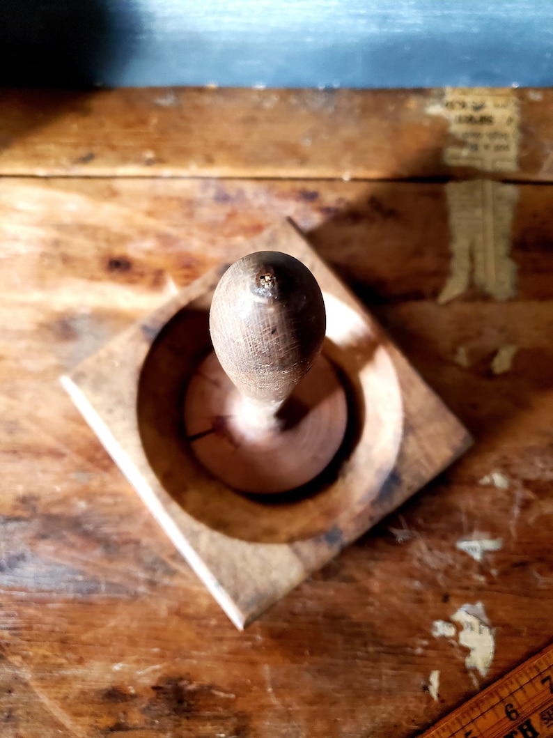 Primitive Wooden Herb Masher and Bowl Set Etsy
