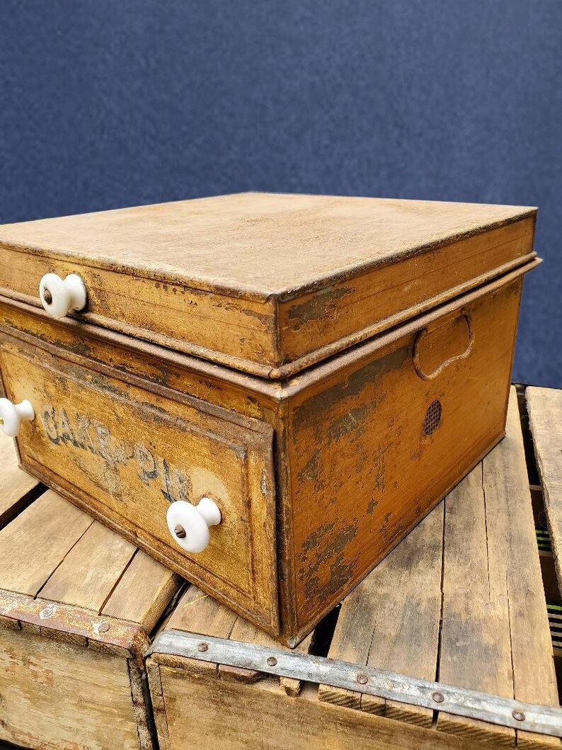 Antique Tin Cake And Pie Safe Silvers Brothers Brooklyn Etsy