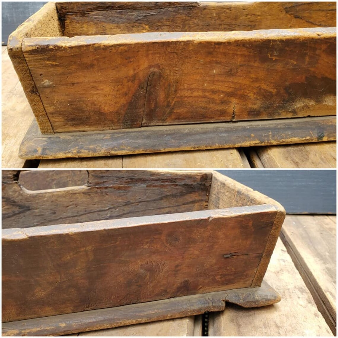 Distressed Pine Wood Tote Primitive Folk Art Flatware Box Etsy