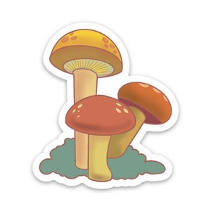 MUSHROOMS sticker water proof vinyl for water bottle laptop phone case journal scrapbook collect self adhesive retro earthy nature woods image 2