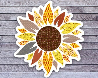 SUNFLOWER fall autumn fabric retro sticker water proof vinyl for water bottle laptop phone journal scrapbook collect self adhesive (8195)