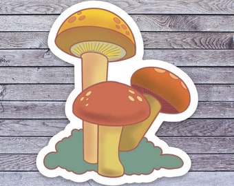 MUSHROOMS sticker water proof vinyl for water bottle laptop phone case journal scrapbook collect self adhesive retro earthy nature woods