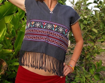 Bohemian hippie style shirt Karen handcraft