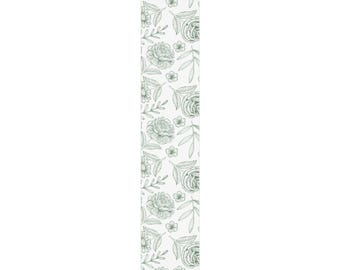 Papel de regalo con rosas botánicas verdes / rollo de papel de regalo floral