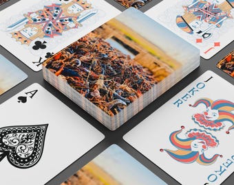 Baraja de cartas de póker con foto de cangrejo / Diseño personalizado en el reverso