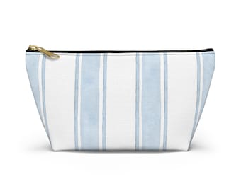 Estuche para accesorios con rayas de acuarela azul