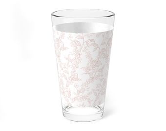 Vaso mezclador Blush Floral Vine / Cristalería para bar de 473 ml (16 oz)