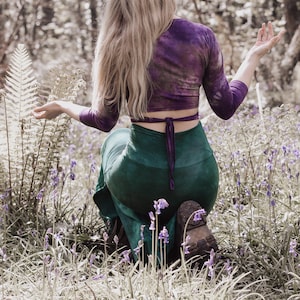 MTO ASTARA Wrap Crop Top 3/4 sleeves organic bamboo stretch jersey hemp option ecoclothing handdyed slow fashion image 2