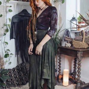 MTO ASTARA Wrap Crop Top 3/4 sleeves organic bamboo stretch jersey hemp option ecoclothing handdyed slow fashion image 8