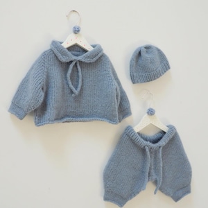 Baby Knitting Pattern Bundle PDF | Sweater, Pants & Hat | Teddy Bear Set