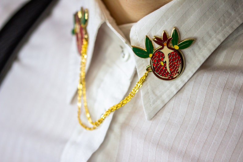 Pomegrante - Hades and Persephone - Greek Mythology - Collar Pins - Enamel Pins image 2
