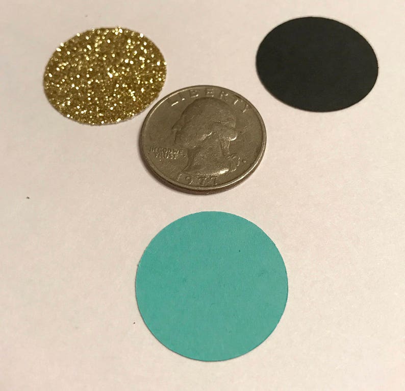 Party Confetti Turquoise / Teal Black Gold Glitter Circles Etsy