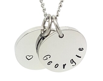 Personalized Garndma Mothers Necklace Silver circle disk