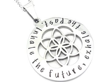 Sacred Geometry and the Flower of Life Silver Pendant Inspirational Affirmation Jewellery