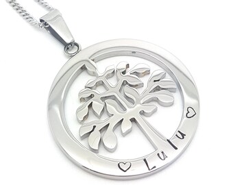 Family Names Tree of Life Pendant Personalised Jewellery Hand Stamped Name Necklaces Silver Family Name Pendants Tree of Life Australia