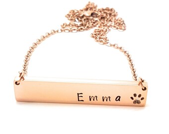 Pet Memorial Necklace - Hand Stamped Rose Gold Dog Remembrance Necklace